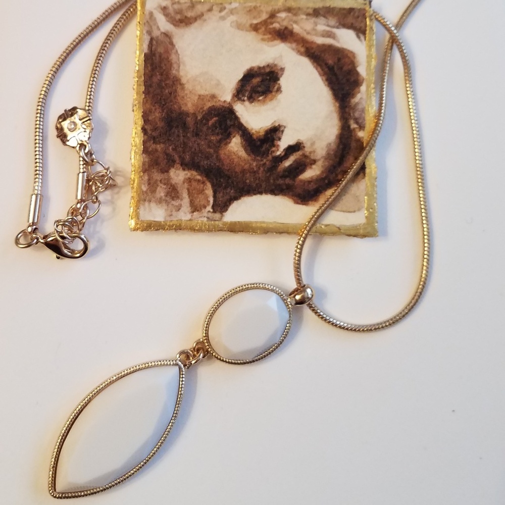 "M" Creamy White Pendant Silver Necklace